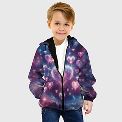 Куртка с капюшоном детская Космические сердца - звезды, цвет: 3D-черный — фото 2