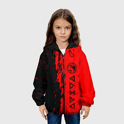 Куртка с капюшоном детская Ведьмак краска абстракция, цвет: 3D-черный — фото 2