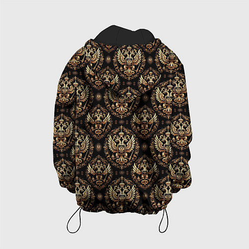 Детская куртка Золотой герб России паттерн / 3D-Черный – фото 2