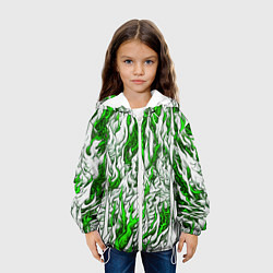 Куртка с капюшоном детская Белый и зелёный узор, цвет: 3D-белый — фото 2