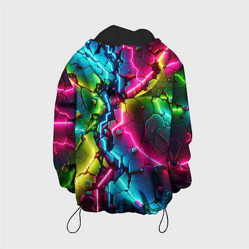 Детская куртка Трещина - неон / 3D-Черный – фото 2