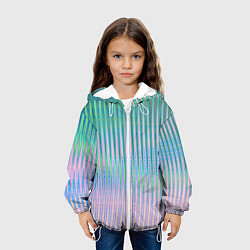 Куртка с капюшоном детская Голографический эффект светлых тонов полос, цвет: 3D-белый — фото 2
