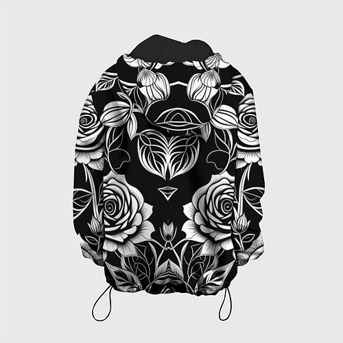 Детская куртка Чёрно белые узоры роза / 3D-Черный – фото 2