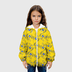 Куртка с капюшоном детская Узор - цветы гжель на желтом фоне, цвет: 3D-белый — фото 2