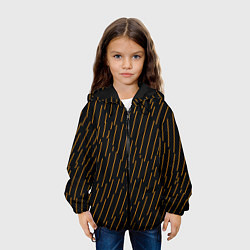 Куртка с капюшоном детская Чёрные полосы и оранжевые полосочки, цвет: 3D-черный — фото 2