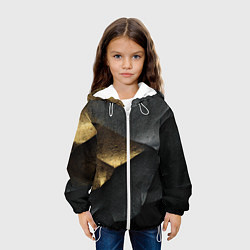 Куртка с капюшоном детская Черная текстура с золотистым напылением, цвет: 3D-белый — фото 2