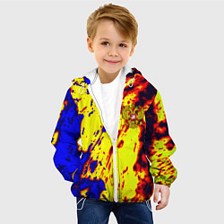 Куртка с капюшоном детская Герб РФ огненный стиль текстура, цвет: 3D-белый — фото 2