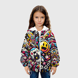 Куртка с капюшоном детская Паттерн с играми, цвет: 3D-белый — фото 2
