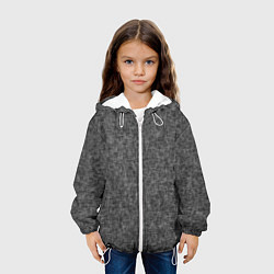 Куртка с капюшоном детская Текстура ткань тёмно-серый однотонный, цвет: 3D-белый — фото 2