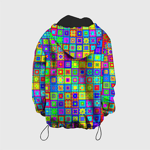Детская куртка Узор из разноцветных квадратов / 3D-Черный – фото 2