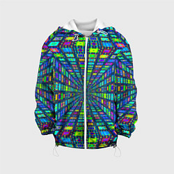 Куртка с капюшоном детская Абстрактный узор коридор из разноцветных квадратов, цвет: 3D-белый