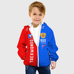 Куртка с капюшоном детская Тхэквондо синий и красный, цвет: 3D-белый — фото 2