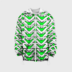 Куртка с капюшоном детская Бело-зелёный узор, цвет: 3D-белый