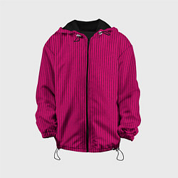 Куртка с капюшоном детская Насыщенный тёмно-розовый в полоску, цвет: 3D-черный
