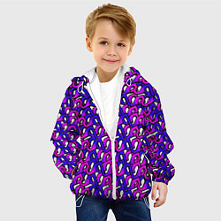 Куртка с капюшоном детская Фиолетовый узор и чёрная обводка, цвет: 3D-белый — фото 2