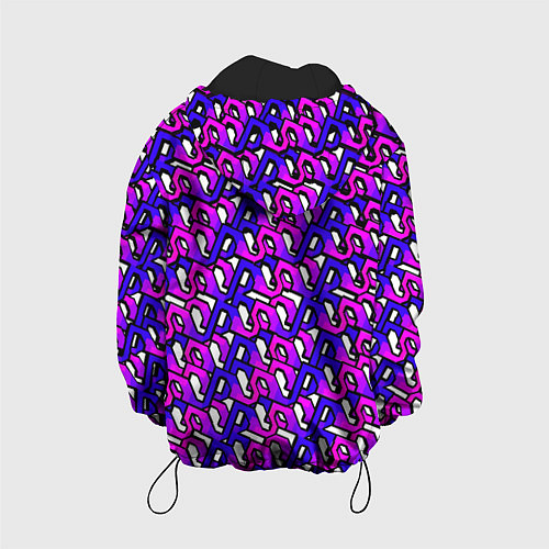 Детская куртка Фиолетовый узор и чёрная обводка / 3D-Черный – фото 2