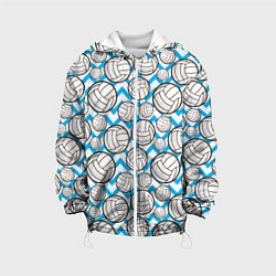 Куртка с капюшоном детская Мячи волейбольные паттерн, цвет: 3D-белый