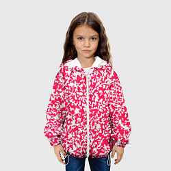 Куртка с капюшоном детская Пятнистый бело-розовый, цвет: 3D-белый — фото 2