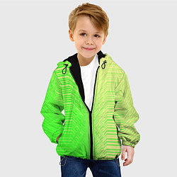 Куртка с капюшоном детская Зелёные градиентные линии, цвет: 3D-черный — фото 2