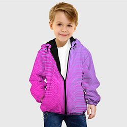 Куртка с капюшоном детская Розовые градиентные линии, цвет: 3D-черный — фото 2