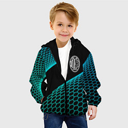 Куртка с капюшоном детская AC Milan football net, цвет: 3D-черный — фото 2