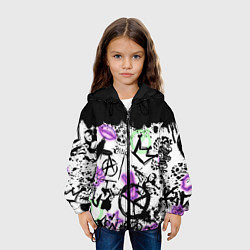 Куртка с капюшоном детская Анархия от Мона Лизы в граффити и неоне, цвет: 3D-черный — фото 2