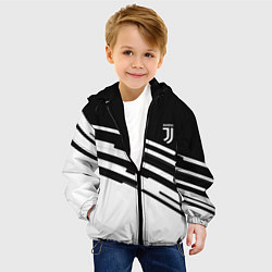 Куртка с капюшоном детская Ювентус спорт текстура, цвет: 3D-черный — фото 2