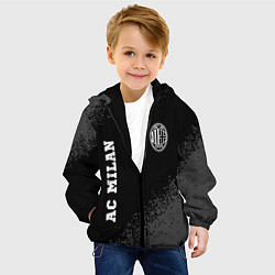Куртка с капюшоном детская AC Milan sport на темном фоне вертикально, цвет: 3D-черный — фото 2