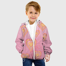 Куртка с капюшоном детская Сердца градиент, цвет: 3D-белый — фото 2