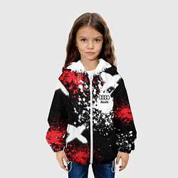 Куртка с капюшоном детская Ауди на фоне граффити и брызг красок, цвет: 3D-белый — фото 2