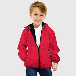 Куртка с капюшоном детская Карминово-красный текстура, цвет: 3D-черный — фото 2