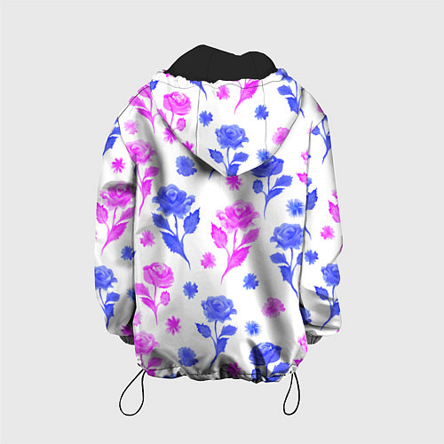 Детская куртка Цветочный узор из роз - паттерн / 3D-Черный – фото 2