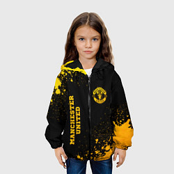 Куртка с капюшоном детская Manchester United - gold gradient вертикально, цвет: 3D-черный — фото 2