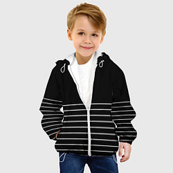 Куртка с капюшоном детская Чёрный в белую тонкую полоску, цвет: 3D-белый — фото 2