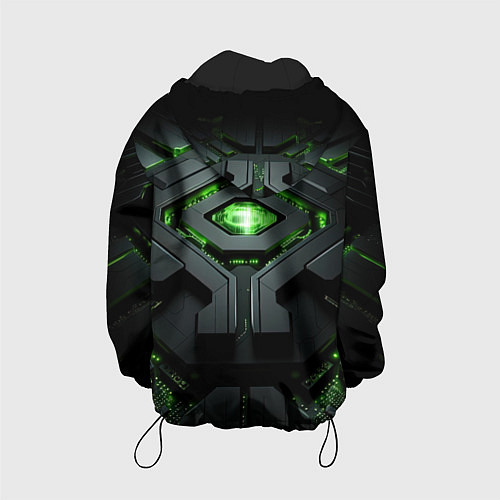 Детская куртка Объемная абстрактная яркая зеленая фигура на черно / 3D-Черный – фото 2