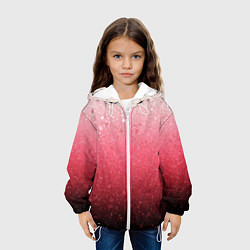 Куртка с капюшоном детская Градиент розово-чёрный брызги, цвет: 3D-белый — фото 2