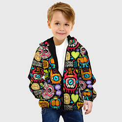 Куртка с капюшоном детская Feel good every day motivation monsters pattern, цвет: 3D-черный — фото 2