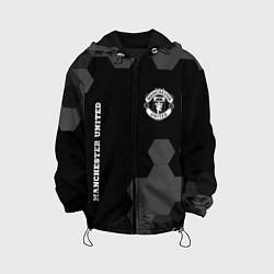 Куртка с капюшоном детская Manchester United sport на темном фоне вертикально, цвет: 3D-черный