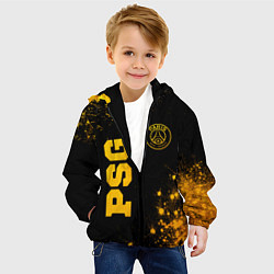 Куртка с капюшоном детская PSG - gold gradient вертикально, цвет: 3D-черный — фото 2