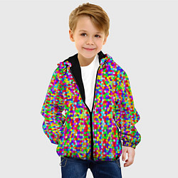 Куртка с капюшоном детская Разноцветная мелкая мозаика, цвет: 3D-черный — фото 2