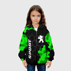 Куртка с капюшоном детская Peugeot green sport hexagon, цвет: 3D-черный — фото 2