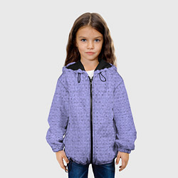 Куртка с капюшоном детская Холодный сиреневый в мелкую полоску паттерн, цвет: 3D-черный — фото 2