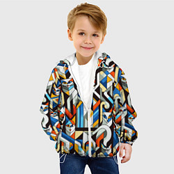 Куртка с капюшоном детская Узор с котами, цвет: 3D-белый — фото 2
