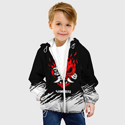 Куртка с капюшоном детская Логотип самурая из киберпанка 2077, цвет: 3D-белый — фото 2