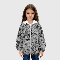 Куртка с капюшоном детская Чёрно-серый абстракция пятна, цвет: 3D-белый — фото 2
