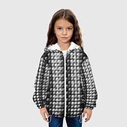 Куртка с капюшоном детская Чёрно-белые квадраты, цвет: 3D-белый — фото 2