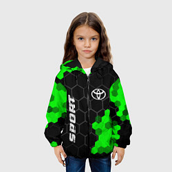 Куртка с капюшоном детская Toyota green sport hexagon, цвет: 3D-черный — фото 2