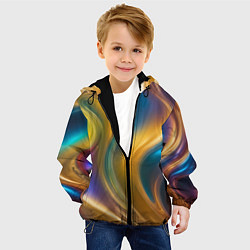 Куртка с капюшоном детская Жидкий разноцветный металл, цвет: 3D-черный — фото 2