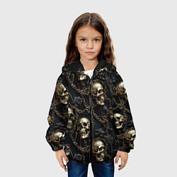Куртка с капюшоном детская Прикованные золотой цепью черепа, цвет: 3D-черный — фото 2