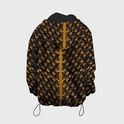 Детская куртка Жёлтые киберпанк ячейки на чёрном фоне / 3D-Черный – фото 2